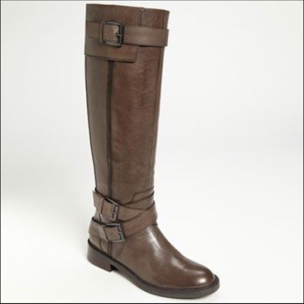 Enzo Angiolini Dark Gray Leather Riding Boots